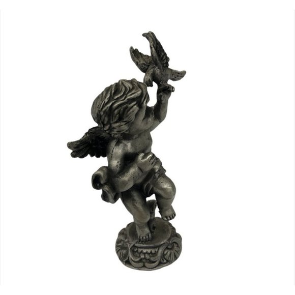 SUN Pewter Angel Figurine w/Dove - Picture 5 of 5